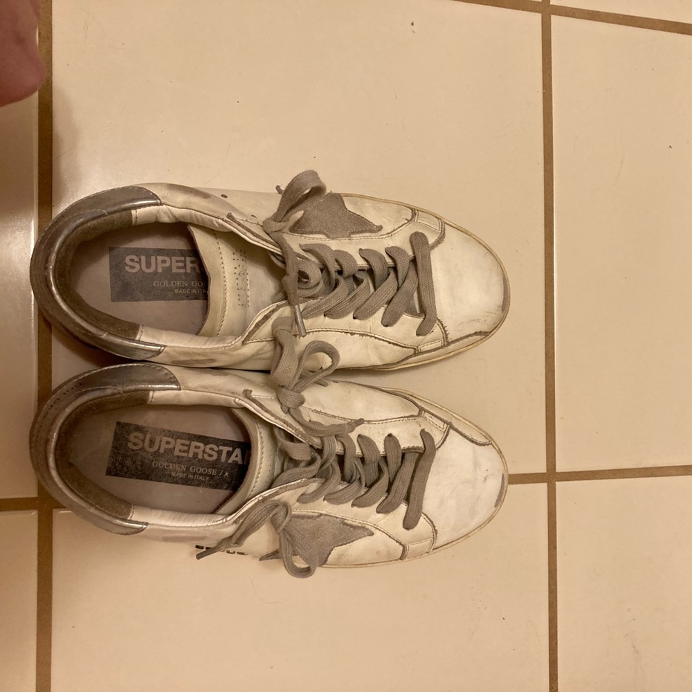 Golden Goose White and Gray Sneakers